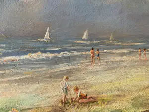 Paul Boutry - Plage animée / Levendige strandscène / spelende kinderen op het strand kopen? Bied vanaf 125!