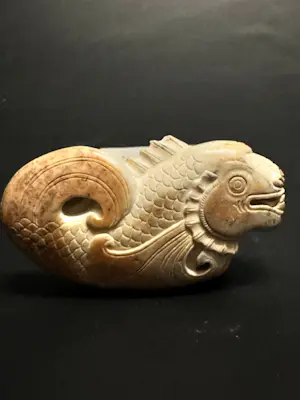 Onbekend - Gesneden jade vissculptuur Chinees gesneden jadesculptuur kopen? Bied vanaf 20!