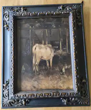Felix Jansé - Olieverfschilderij met voorstelling van een koe in een stal verkocht voor € 128!