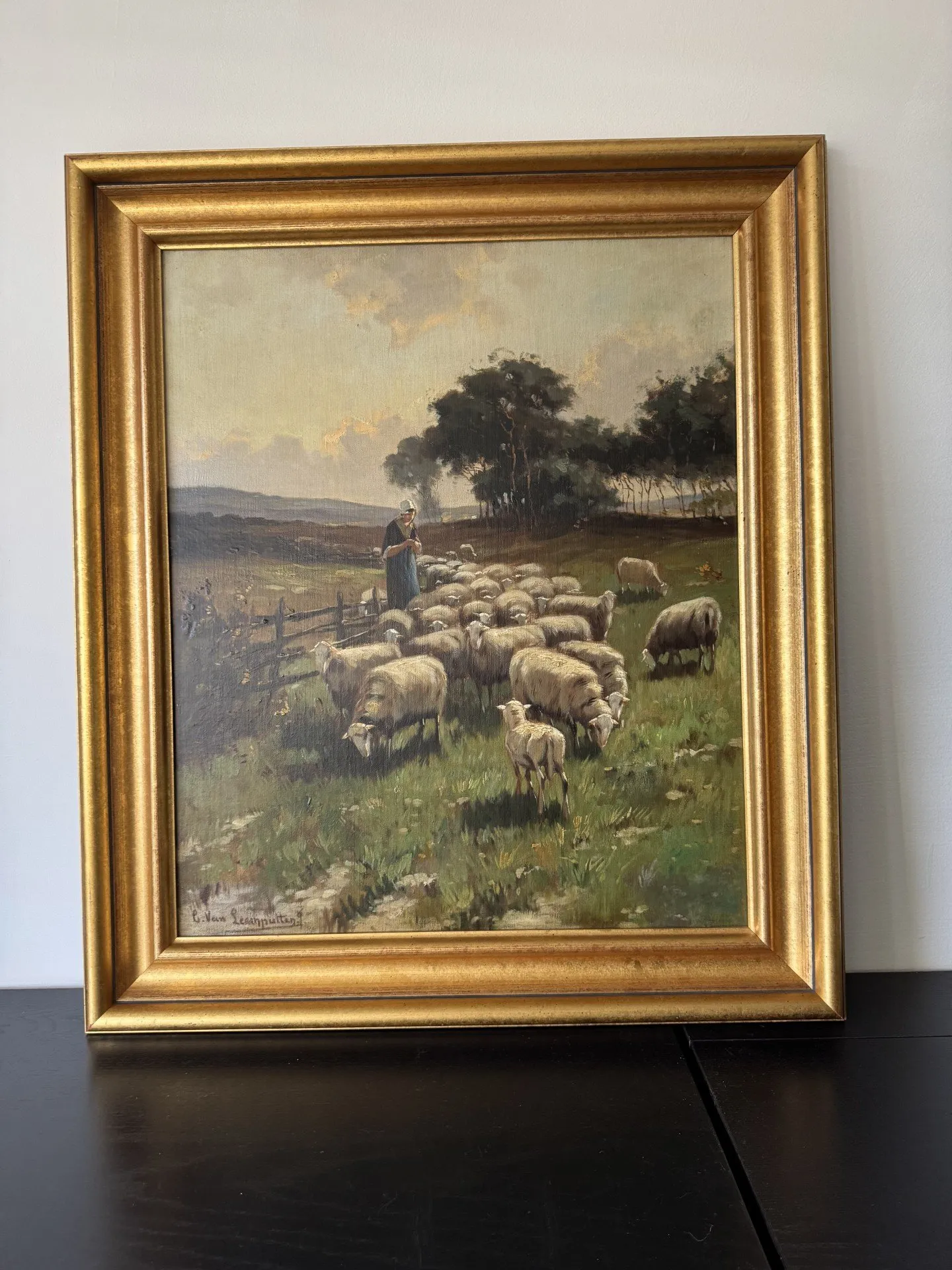 Corneille van Leemputten - Herderin met schaapskudde kopen? Bied vanaf 900!