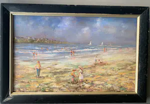 Paul Boutry - Plage animée / Levendige strandscène / spelende kinderen op het strand kopen? Bied vanaf 125!