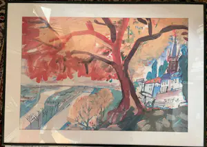 Guus van Eck - Landschap met dorpen en rivier. kopen? Bied vanaf 400!