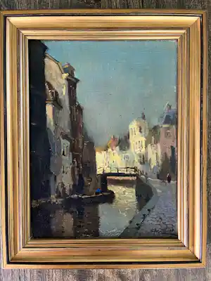 Christiaan Soer - Stadsgezicht met brug verkocht voor € 60!