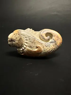 Onbekend - Gesneden jade vissculptuur Chinees gesneden jadesculptuur kopen? Bied vanaf 20!