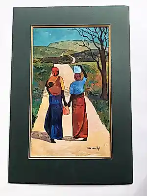 Alta Zyl - Alta van Zyl, olieverf op papier, twee vrouwen op pad kopen? Bied vanaf 40!