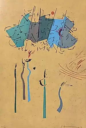 Pavel Husa - Abstracte compositie, linosnede (zeer kleine oplage) kopen? Bied vanaf 45!