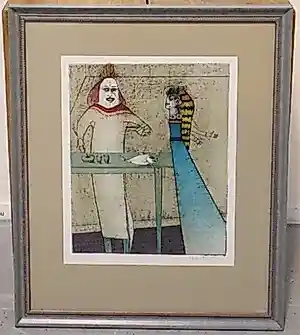 Paul Wunderlich - Surrealistische compositie met man, vrouw en vis – Kleurenlitho 20/280 kopen? Bied vanaf 179!
