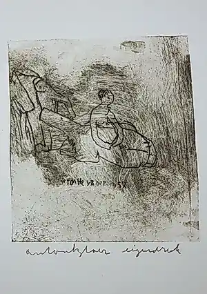 Anton Heyboer - Ets, Figuur met olifant, zebra en nijlpaard kopen? Bied vanaf 150!
