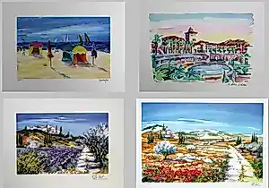 Olivier Zlatku - e.a: vier lithografieën: Landschappen I, II, Strand, Monaco kopen? Bied vanaf 20!