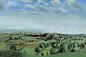 Herman Berserik - Schets voor een groot Belgies landschap, acrylverf op paneel (originele lijst) kopen? Bied vanaf 1995!