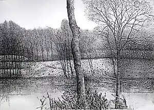 Charles Donker - Vijver in het bos (Tafeleenden), ets (netjes ingelijst) kopen? Bied vanaf 395!