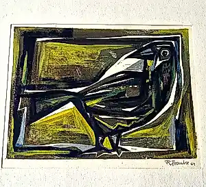 Rudolf Franke - Original 1964 handkolorierter kubistischer Linoschnitt - einzigartiges Exemplar! kopen? Bied vanaf 48!