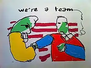 Herman Brood - Kleurenzeefdruk WE,RE A TEAM Handgesigneerd kopen? Bied vanaf 325!