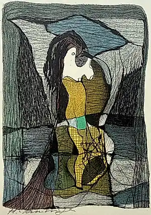 Harry van Kruiningen - handgesigneerde kleurenlitho | 'Si is al op haer kamer gegaen' | 1956 kopen? Bied vanaf 60!