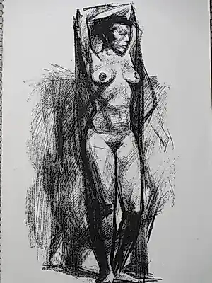 Wim Zwiers - Vrouw met geheven armen - Litho kopen? Bied vanaf 48!