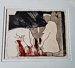 Theo Elfrink - in zeer kleine oplage (15) gemaakte handgekl. Ets "slachthuis Nijmegen" in lijst kopen? Bied vanaf 49!