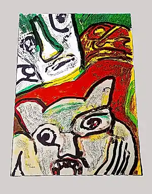 Bengt Lindstrom - grote express. kleuren lithografie "two faces" bep. oplage - in zeer goede staat kopen? Bied vanaf 142!