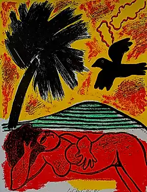 Corneille - Litho: Femme et oiseaux II - 1986 kopen? Bied vanaf 225!