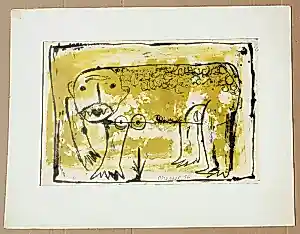 Jan Cremer - Zeldzame litho: Beest - 1956 (oplage slechts 12 stuks!) kopen? Bied vanaf 695!