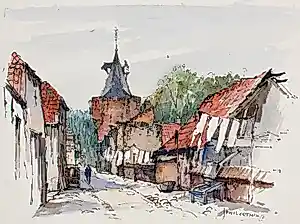 Jan Korthals - Aquarel: Vischpoort in Elburg - 1963 kopen? Bied vanaf 115!