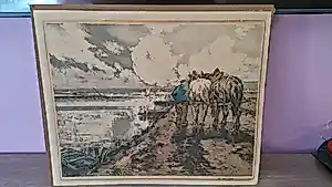 Ferdinand Luigini - Boer met twee paarden / Fermier avec deux chevaux en hiver kopen? Bied vanaf 50!