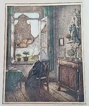 Albert Geudens - Begijntje aan open raam - Begijnhof Mechelen kopen? Bied vanaf 60!
