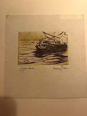 Anton Pieck - Bootstudie (1918) – Originele en Zeldzame vroege ets "Eigen druk" kopen? Bied vanaf 199!