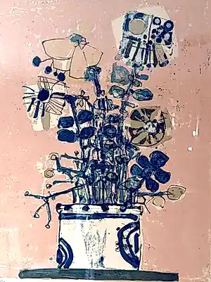 Paul Augustin Aizpiri - Nature morte au vase fleuri – Lithographie originale signée 132/150 – Encadrée kopen? Bied vanaf 275!