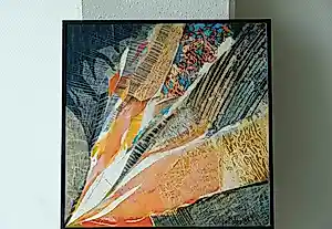 Sikko Mulder - Abstracte compositie in oranje en blauw, gemengde technieken, schilderij, 1993 kopen? Bied vanaf 100!