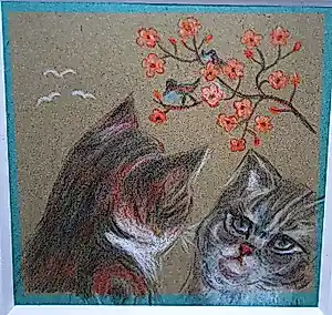 Fons Franken - 2 katers en bloesem - kleurpotlood kopen? Bied vanaf 20!