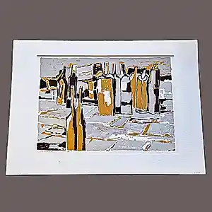Jan Michels - een in 1973 en in beperkte oplage (50) gemaakte zeefdruk "flessen" potloodgesign kopen? Bied vanaf 45!