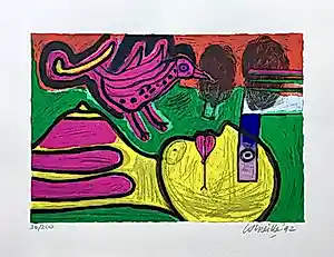 Corneille - zeefdruk - Femme et oiseau - 1992 kopen? Bied vanaf 175!