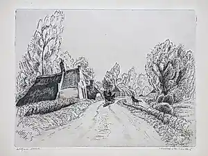 Kuno Brinks - Dijkweg met koets en paarden - Ets kopen? Bied vanaf 85!