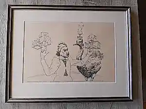 Herman Damen - Tekening, zonder titel, mooi ingelijst. kopen? Bied vanaf 40!