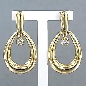 14k geel gouden oorhangers bezet met briljant geslepen diamant tot. 0,25ct kopen? Bied vanaf 1100!