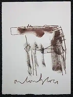 Anton Heyboer - Tekening (Krijt, verf), Koe kopen? Bied vanaf 150!