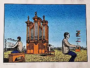 Sven Hoekstra - 2009 - in kleine oplage (50) gemaakte zeefdruk op Japans "voor het Orgel" kopen? Bied vanaf 36!
