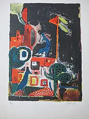 Jo Lodeizen - Dieren in de nacht - Kleurenlitho kopen? Bied vanaf 60!