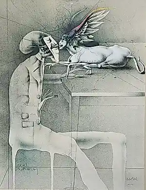 Paul Wunderlich - Selbst als Maske und Anton mit Maus kopen? Bied vanaf 320!