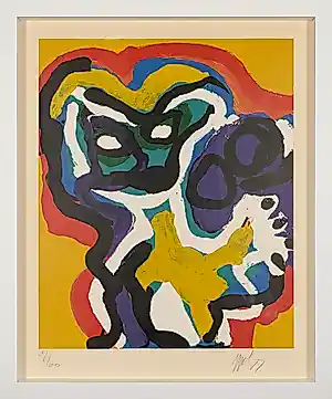 Karel Appel - Yellow Head - Expressieve Zeefdruk - mooi ingelijst kopen? Bied vanaf 1890!
