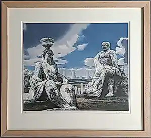 Carel Willink - Landschap met kerncentrale – ingelijste gesigneerde zeefdruk kopen? Bied vanaf 750!