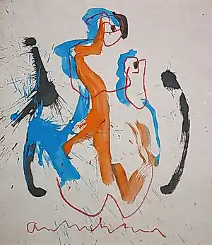 Anton Heyboer - Gemengde techniek (acryl, oost-indische inkt en krijt) Twee figuren kopen? Bied vanaf 150!