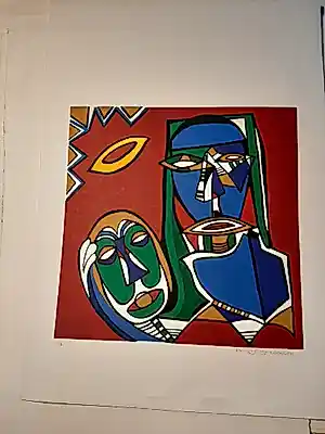 Maartje Wijngaarden - Originele zeefdruk op papier - Titel: Afrika kopen? Bied vanaf 35!