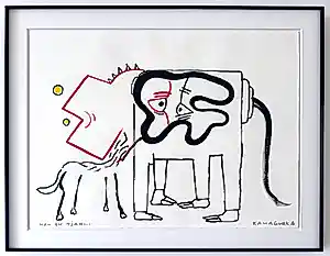 Kamagurka - Man en Tjah... - Gemengde techniek op papier - Gesig. - 57x77 cm - ingelijst kopen? Bied vanaf 1900!