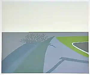 Doris Groeneveld - Westfries landschap met schaduwen - Zeefdruk - Ges. - 55x65 cm - 1978 kopen? Bied vanaf 35!