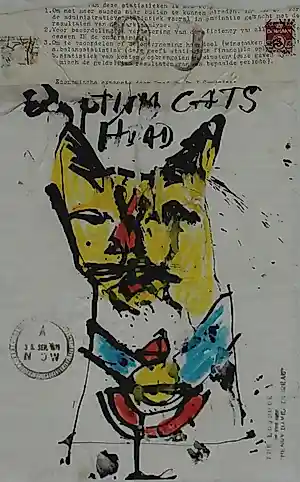 Viktor IV - Gemengde techniek: Dagboekblad 'Egyptian Cats Head' - 1971 kopen? Bied vanaf 199!