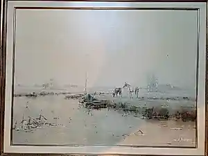 Albert Buikema - Mistig landschap met paarden kopen? Bied vanaf 125!