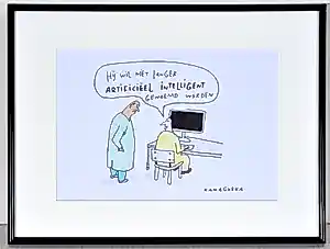 Kamagurka - Artificiëel Intelligent - Originele cartoon - Gesigneerd - 21x29 cm - Ingelijst kopen? Bied vanaf 390!