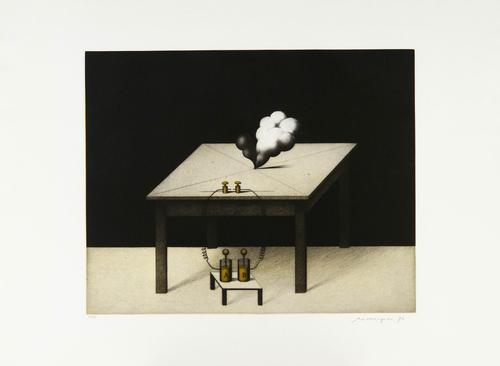 Friedrich Meckseper - Experiment, 1976, ausgezeichnete prachtvolle Arbeit in der unverwechselbaren Handschrift, handsign. verkocht voor € 520!