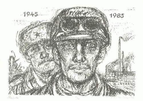 Karl Erich Müller - - FREUNDE - OriginalLithographie Käthe-KOLLWITZ-Preisträgers aus HALLE -1984 signiert & tituliert verkocht voor € 36!